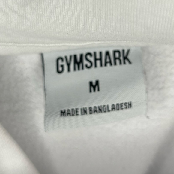 GYMSHARK White Hoodie Black Center Logo Unisex Size Medium Sporty Activewear - Picture 9 of 11